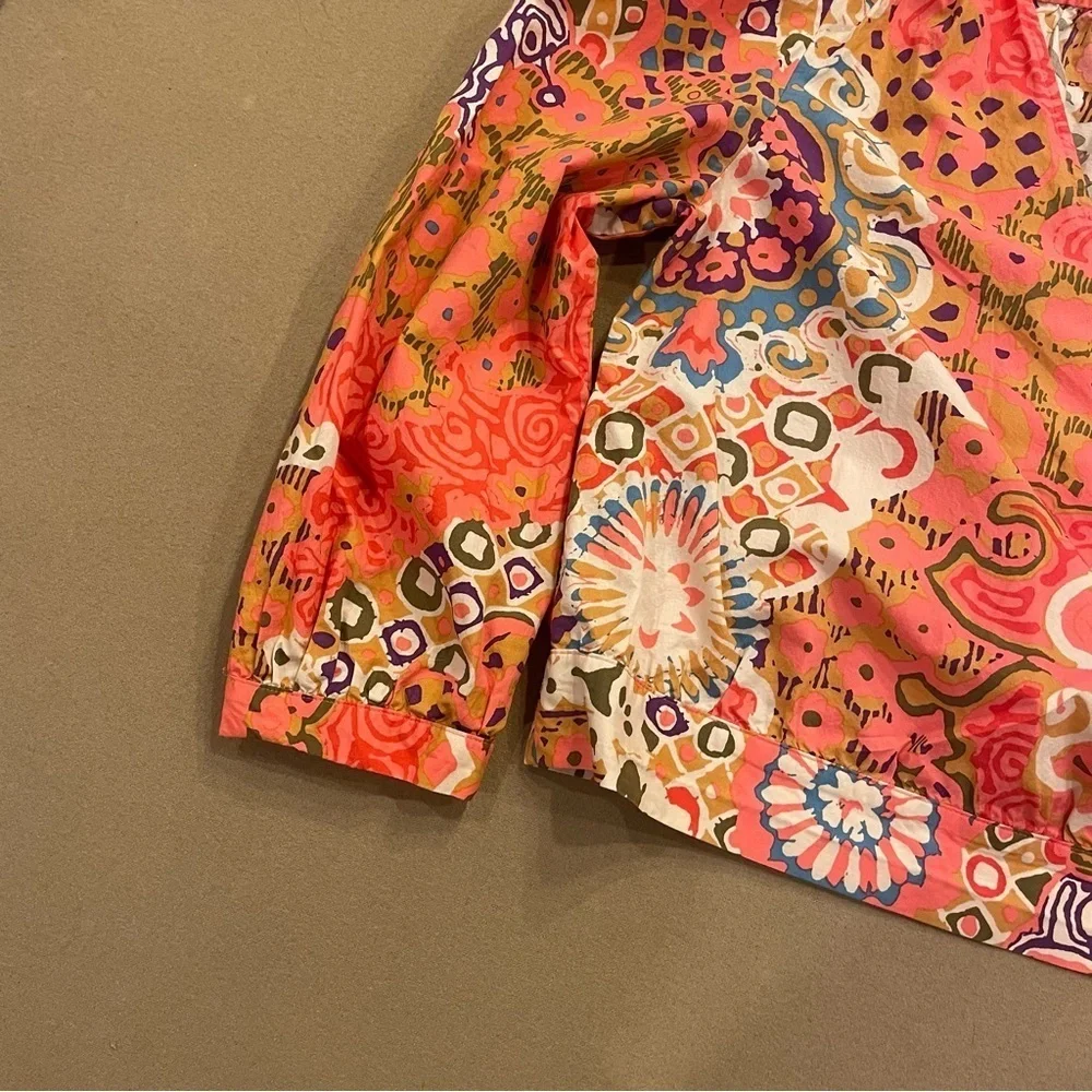 J. Crew 100% Cotton Multicolor Wrap Top Size Small
